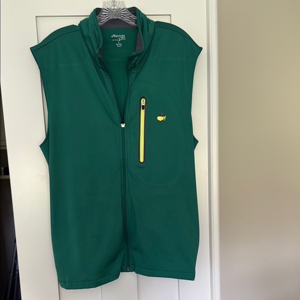 Masters Green Golf Vest with Yellow Zipper